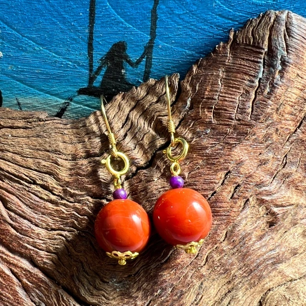 【耿总珠宝】天然南红圆珠舒俱来耳环10多样性发一D0976