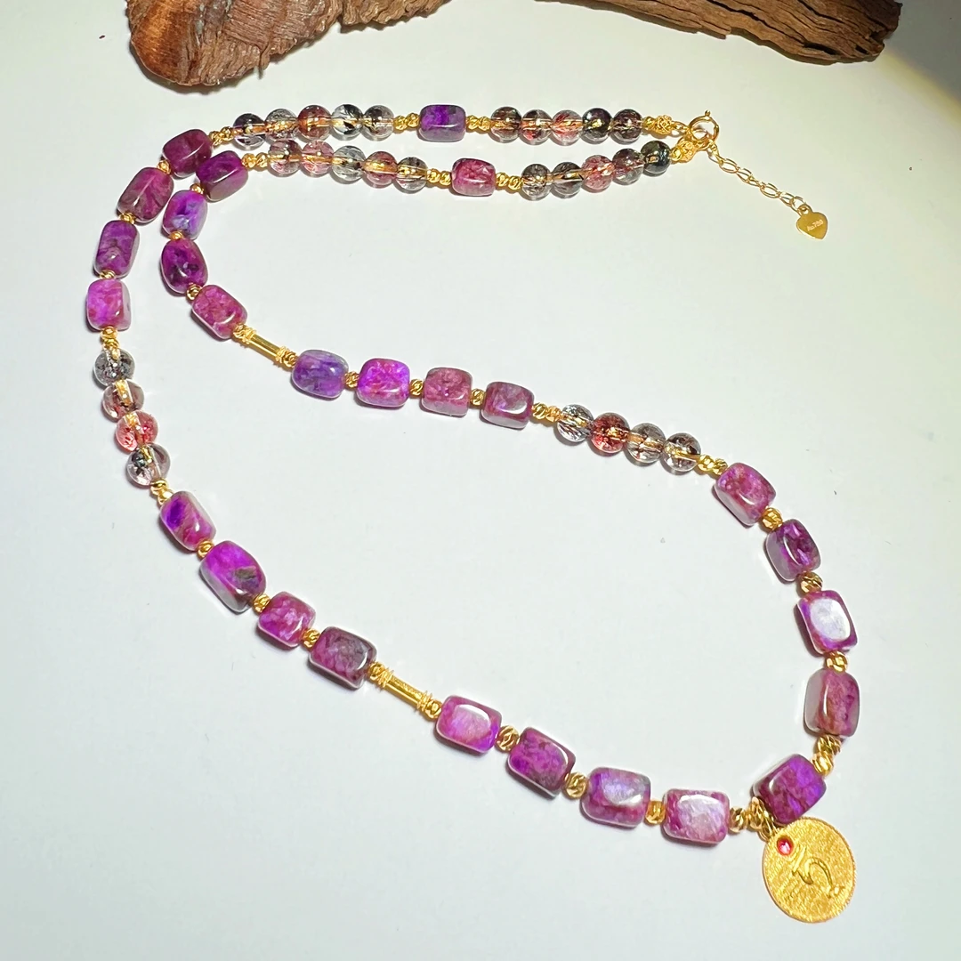 【圣芭黎】天然舒俱来樱花紫方包超七18K项链4+多样性发一DD933