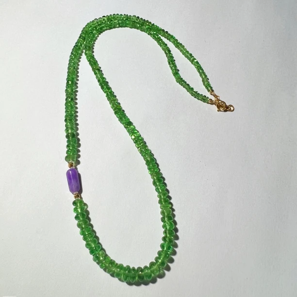 【圣芭黎】天然沙弗莱项链舒俱来樱花粉紫随型18K/4+/C2399多样发