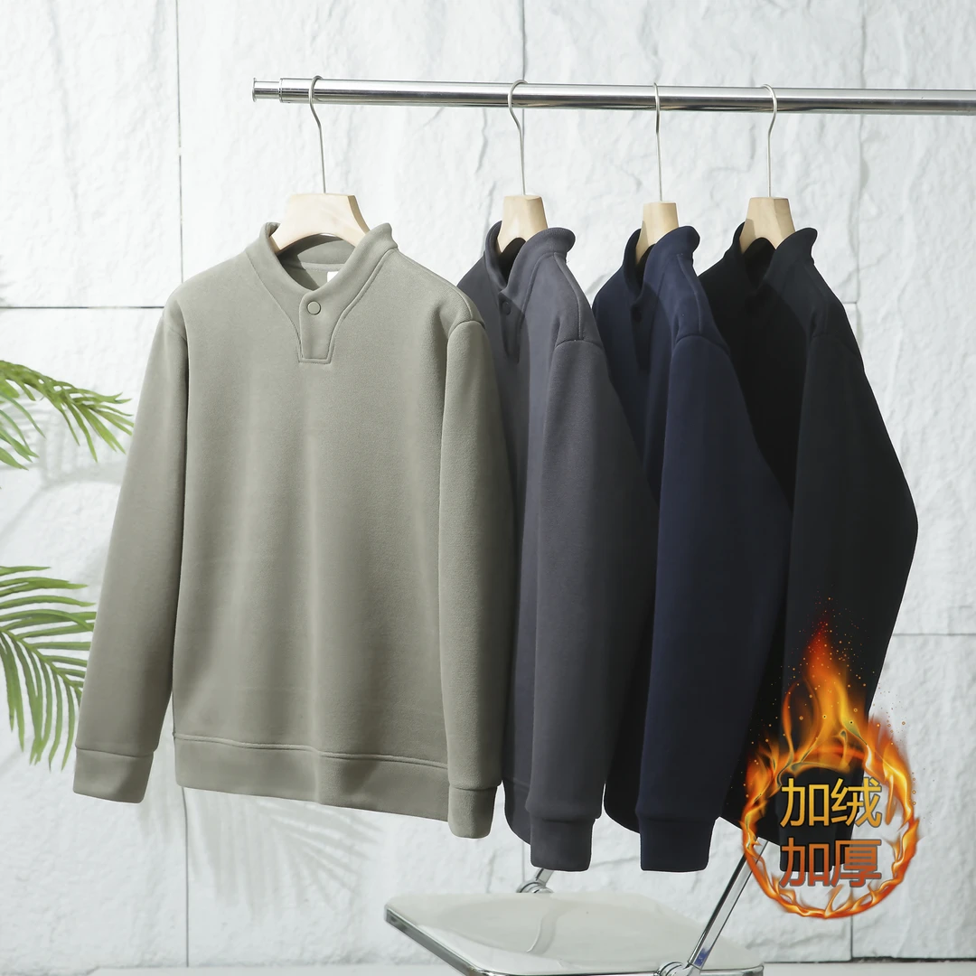 线下400+ 男女同款秋冬季奥粒绒一粒扣加绒加厚休闲保暖长袖卫衣