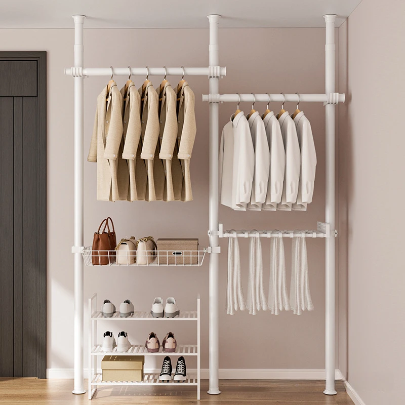 衣柜开放式卧室衣橱家用步入式衣帽间钢制整体出租屋衣柜挂衣区多