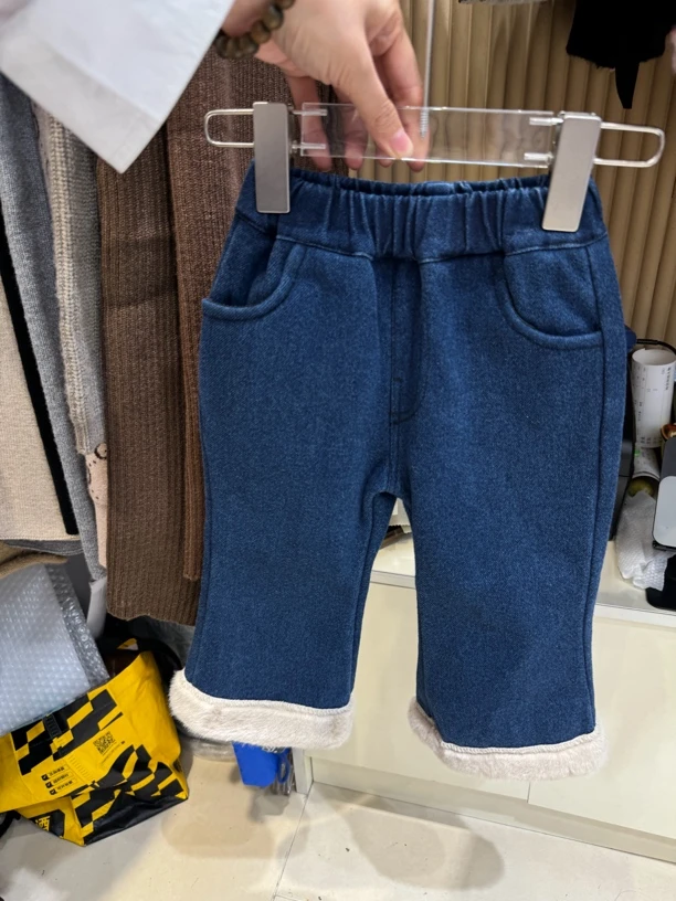 冬季女童长裤儿童水洗牛仔裤韩版秋冬绒裤加绒外穿加厚儿一体绒裤