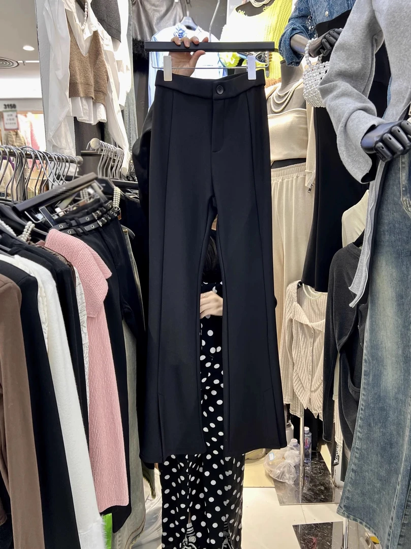 1855高腰开衩加绒裤