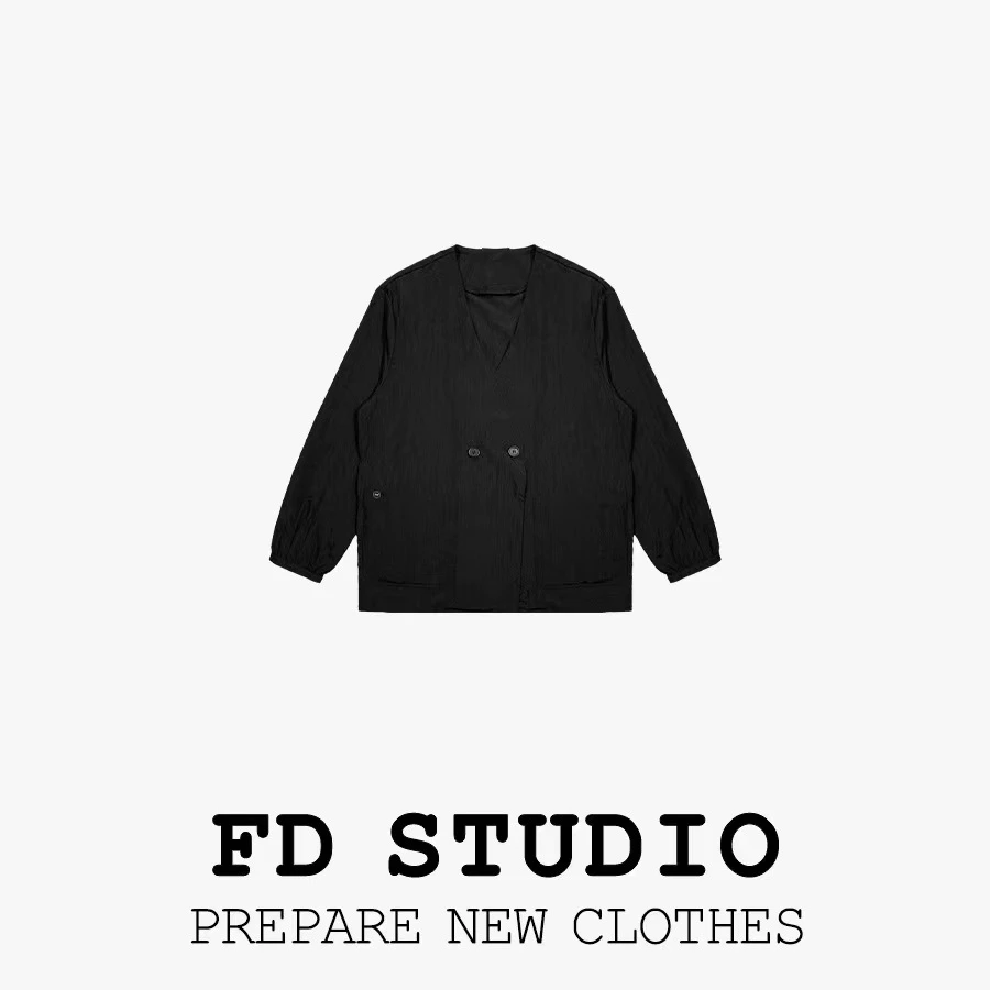 【梵町定制】FD17228梭织无领西服道袍防晒外套透气休闲速干舒适