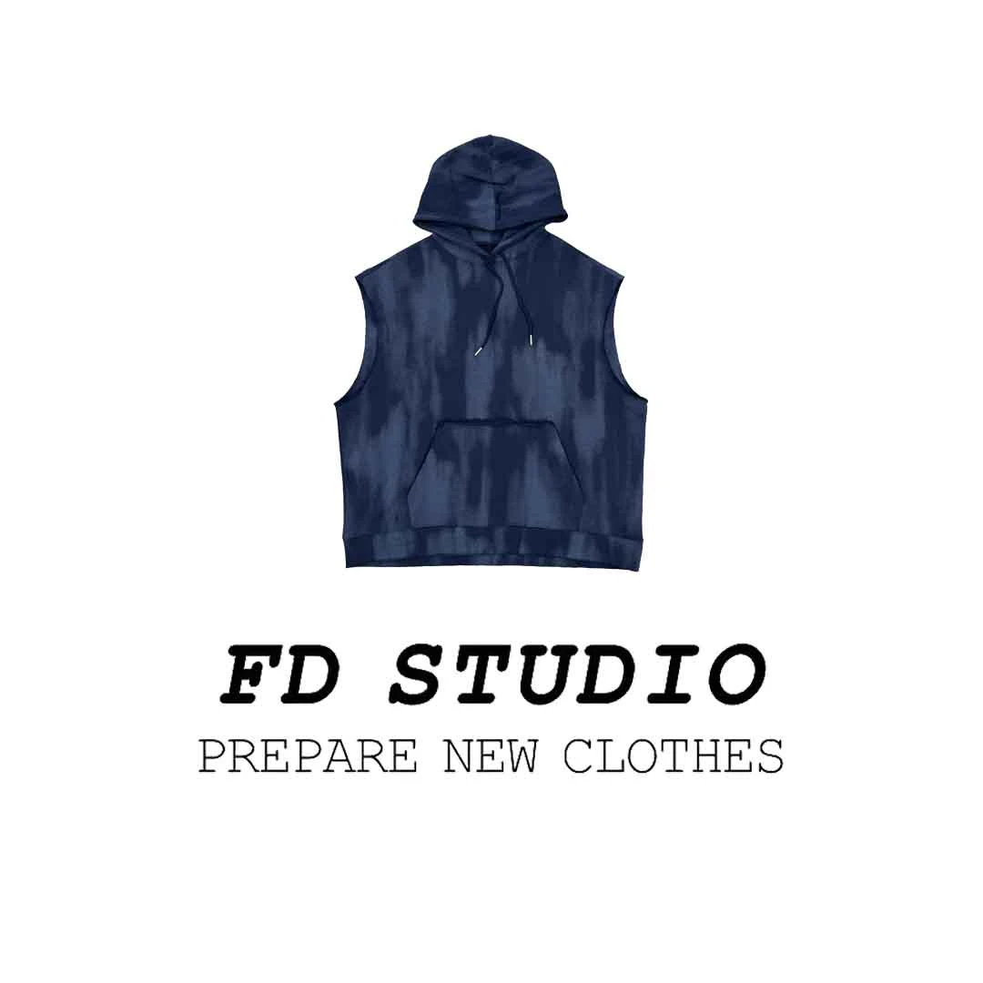 【梵町定制】FD18222扎染毛圈棉卫衣马甲时尚休闲百搭宽松简约潮流