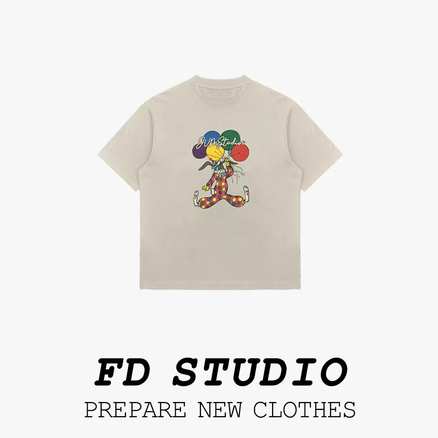 【梵町定制】FD13985定制小丑爆炸纹休闲时尚印花潮牌T恤