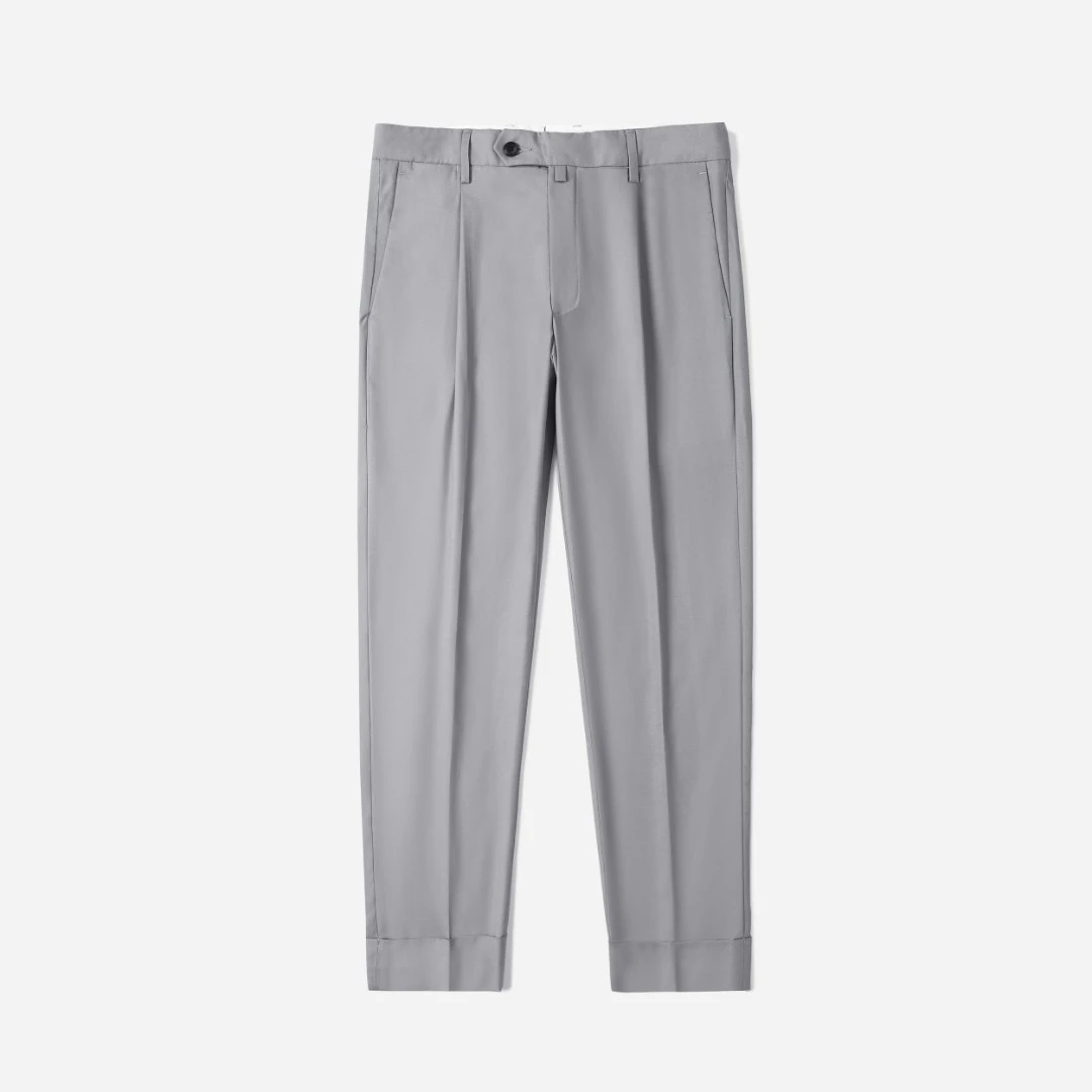 男裤商务休闲西裤垂感直筒宽松高级感时尚夏季大码高端灰色小脚裤