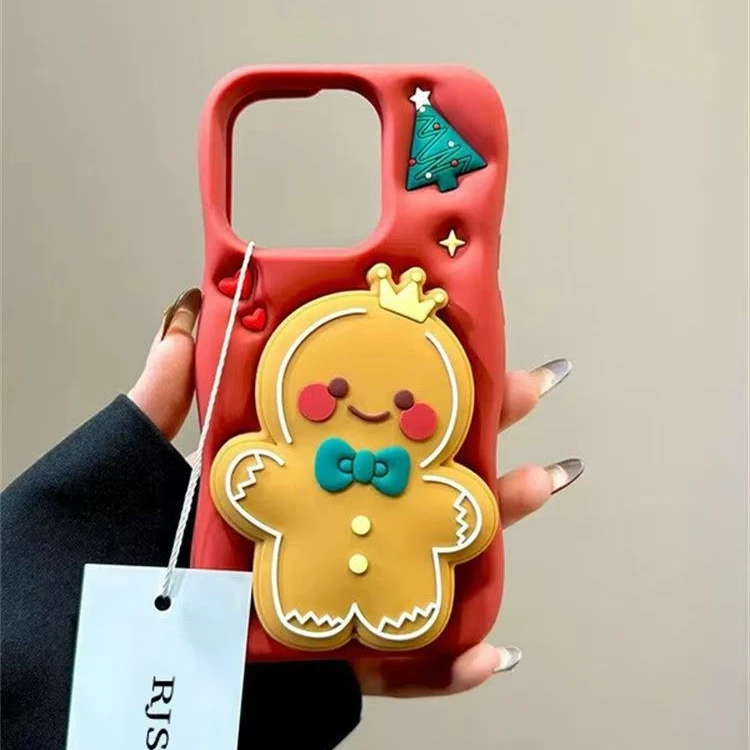 可爱圣诞立体姜饼小人适用iPhone15promax苹果16手机壳14硅胶13套