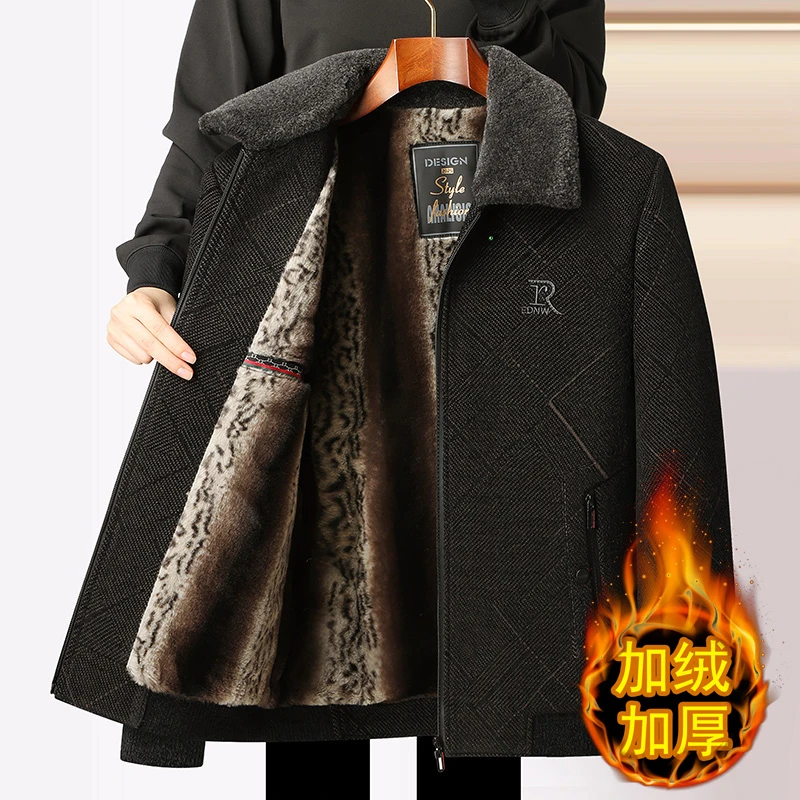 2316【新款加绒】秋冬保暖雪尼尔加绒加厚休闲商务夹克秋冬男士