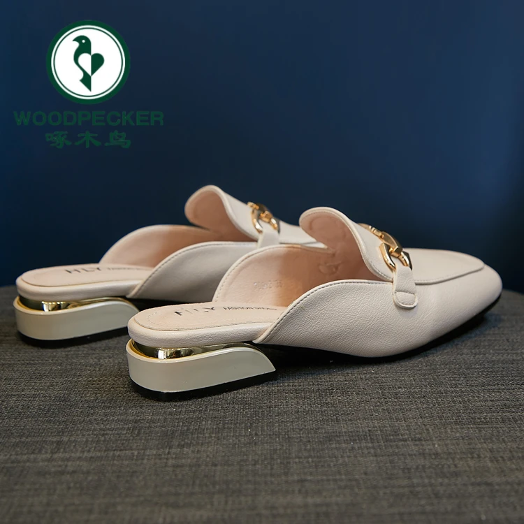 啄木鸟2024新款时尚百搭单鞋包头半拖女鞋夏外穿法式穆勒鞋凉拖鞋
