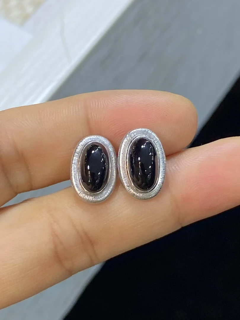 缅甸天然A货墨翠18K金镶嵌耳饰气质时尚百搭精致女士经典精美