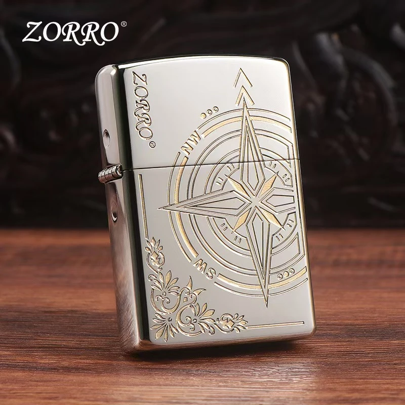 佐罗爱情指南针砂轮煤油打火机精雕贴章经典男士高档打火机
