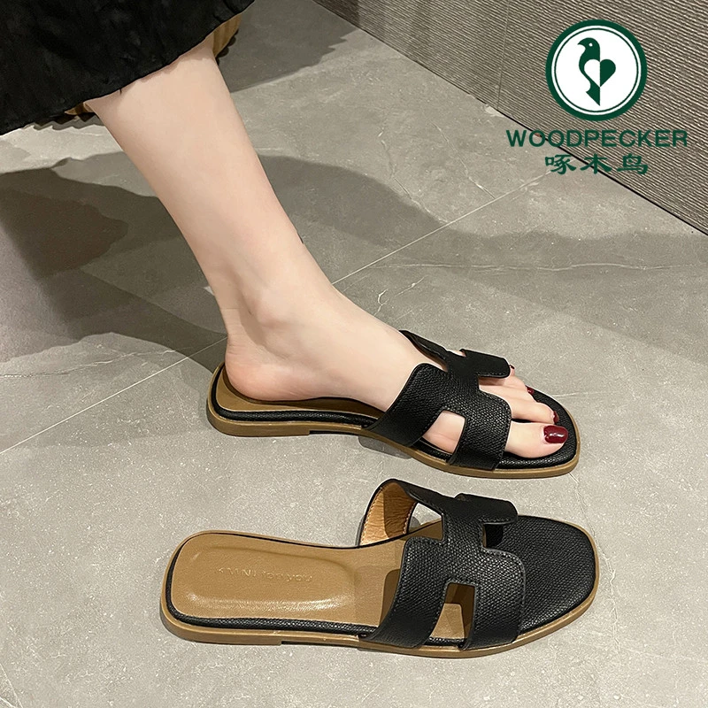 啄木鸟夏季外穿H拖鞋女鞋2024新款高档软底爆款凉拖鞋女透气凉拖i