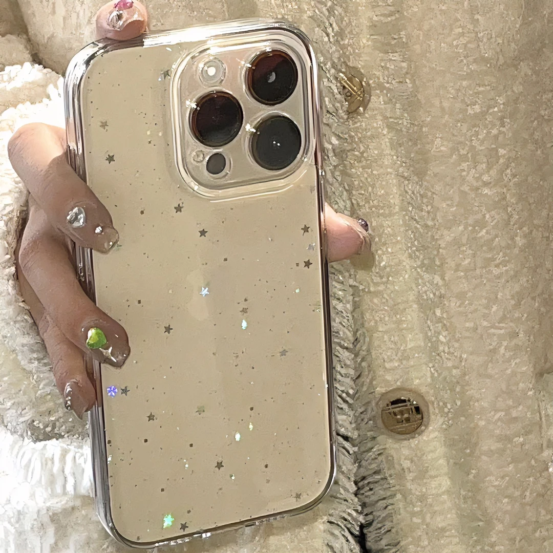 个性创意苹果13手机壳iphone14promax透明滴胶闪粉12全包11女xr新