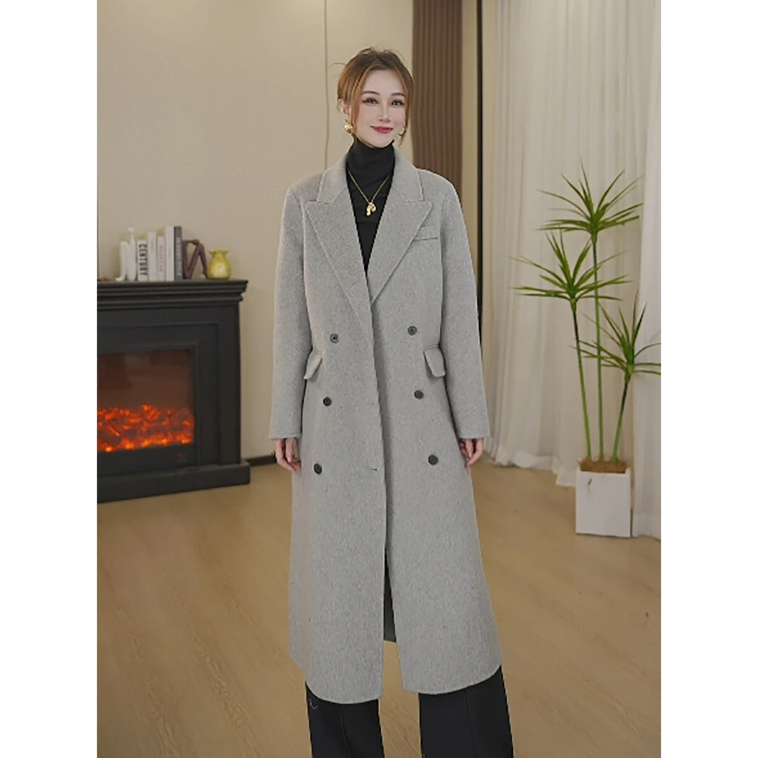 【MOOSRY轻奢衣橱】中长款西装领双面呢大衣气质百搭设计师大衣8191