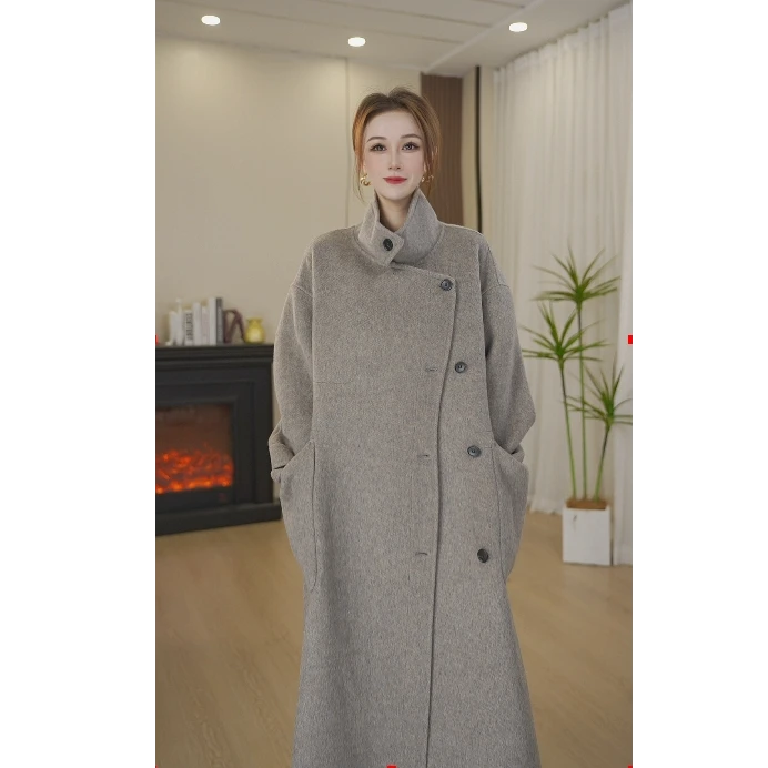 【MOOSRY轻奢衣橱】纯色双面呢大衣气质百搭中长款设计师大衣8188