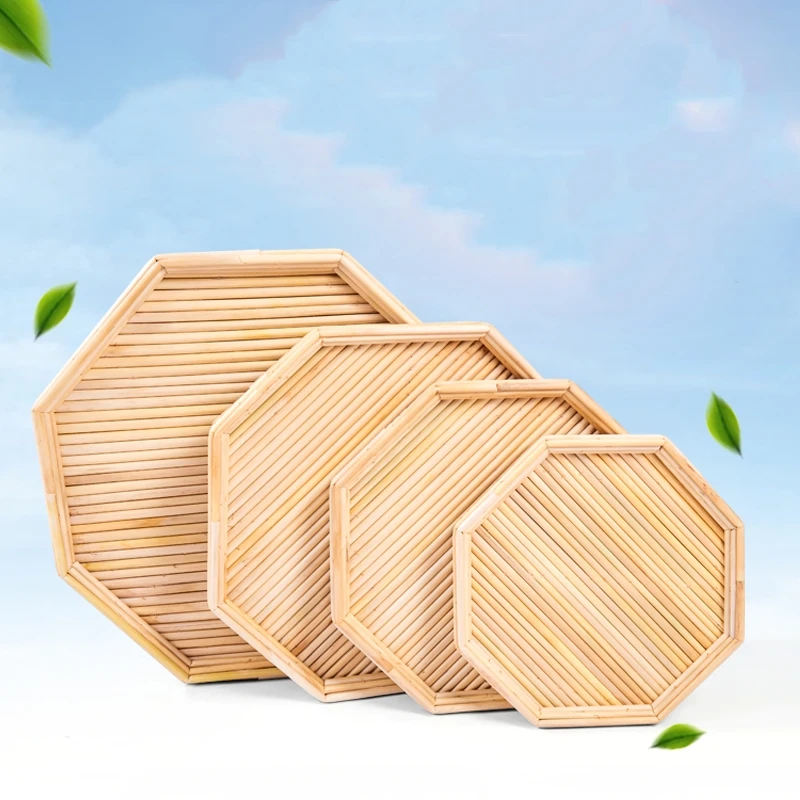 高粱杆八角盘饺子帘盖帘水饺托盘馒头盘餐厅果盘盖垫手工八角簸箩