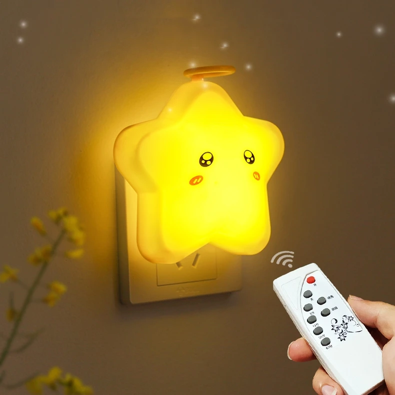 插电小夜灯泡遥控卧室床头夜光插座节能婴儿喂奶台灯睡眠护眼小灯