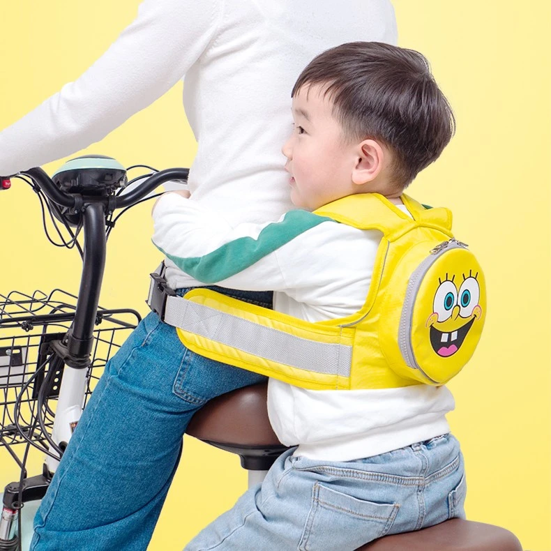 电动摩托车儿童背带骑行电瓶车宝宝防摔带娃小孩座椅绑带收纳反光