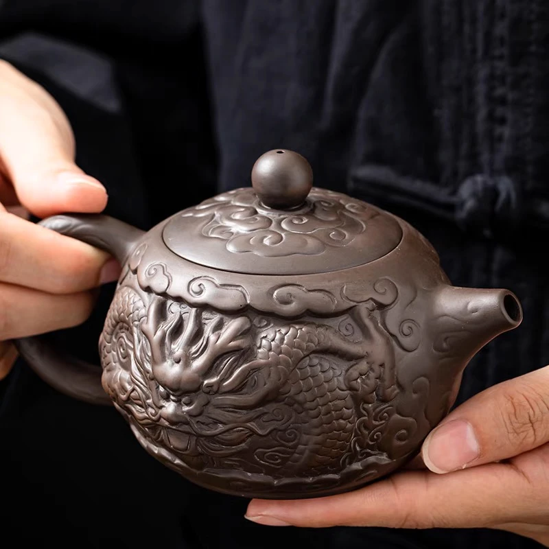 【x1原矿手工紫砂龙纹西施壶】大容量泡茶茶具高端精美茶壶