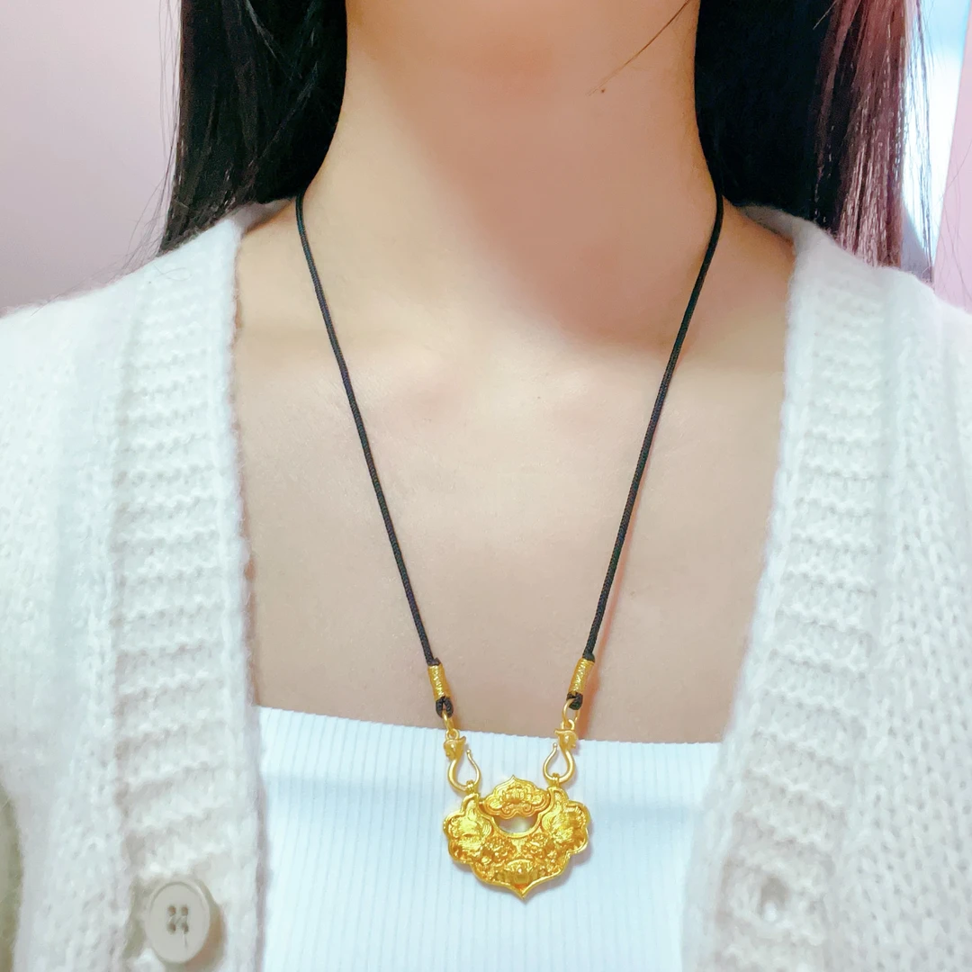 合金布艺项链 合金布艺项链【精工锦鲤锁搭配黑绳项链】精致又时尚