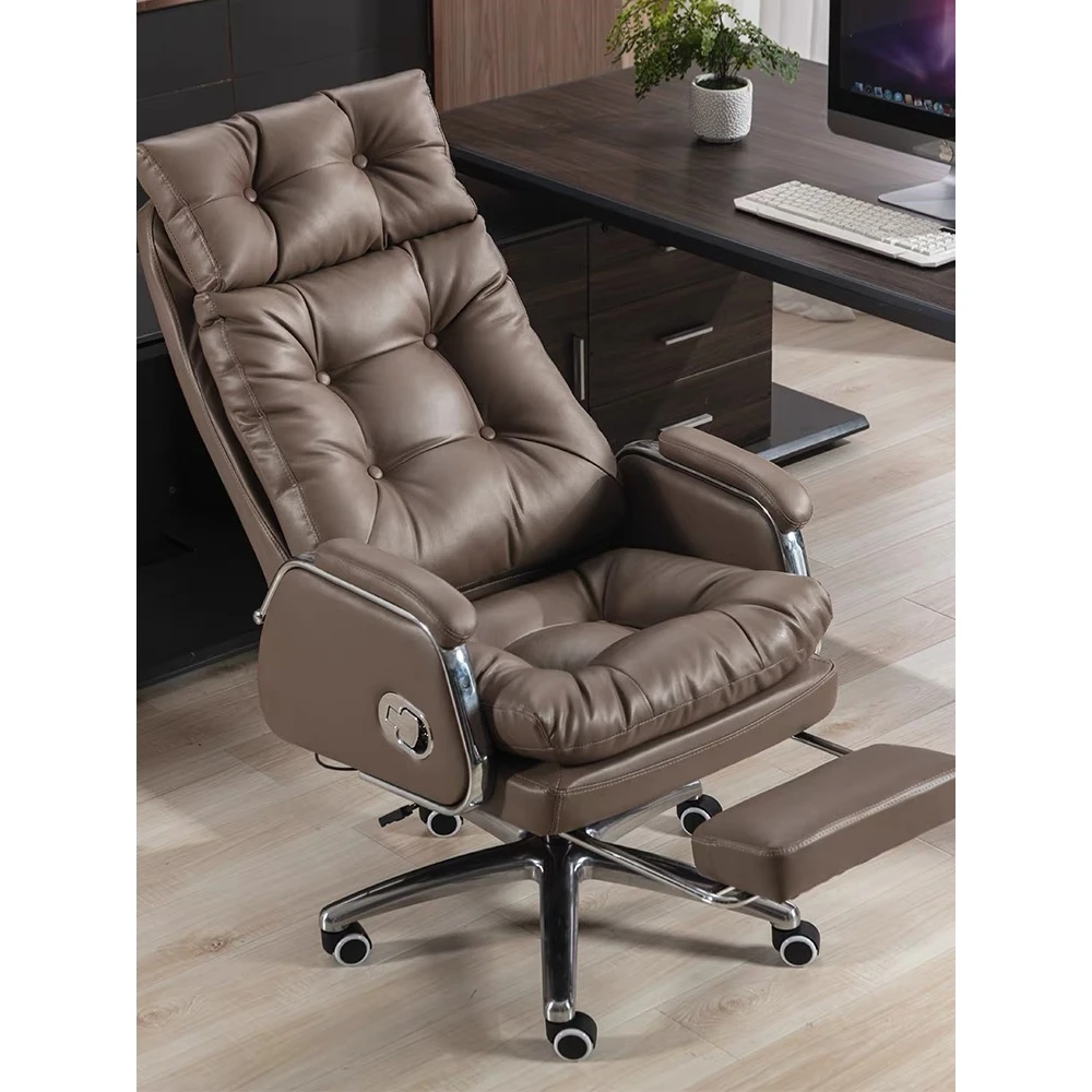 真皮老板椅家用电脑椅可躺办公椅人体工学椅子书房升降转椅电竞椅