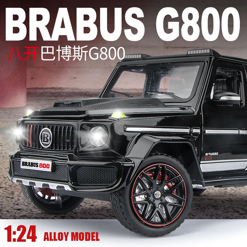 新品1:24巴博斯G800仿真合金汽车模型回力声光摆件儿童玩具