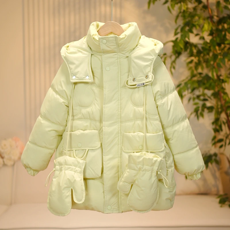 女童棉服2024新款加绒加厚棉袄冬季中长款装冬装棉衣外套Q12974