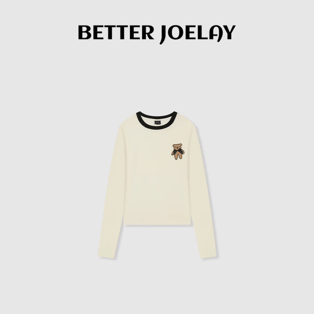 BETTERJOELAY-【领结小熊】时尚圆领长袖T恤休闲百搭潮流KH1118
