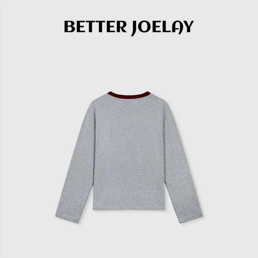 BETTERJOELAY-【春物叙事】时尚休闲百搭修身基础款长袖T潮流KH1062