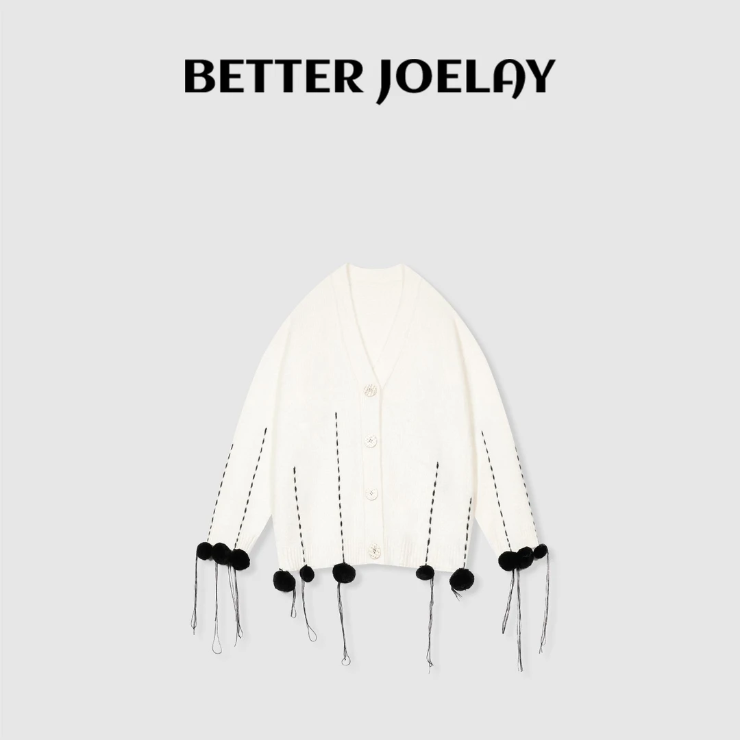 BETTER JOELAY -【球球乐】针织开衫毛衣宽松长袖时尚休闲LL5116
