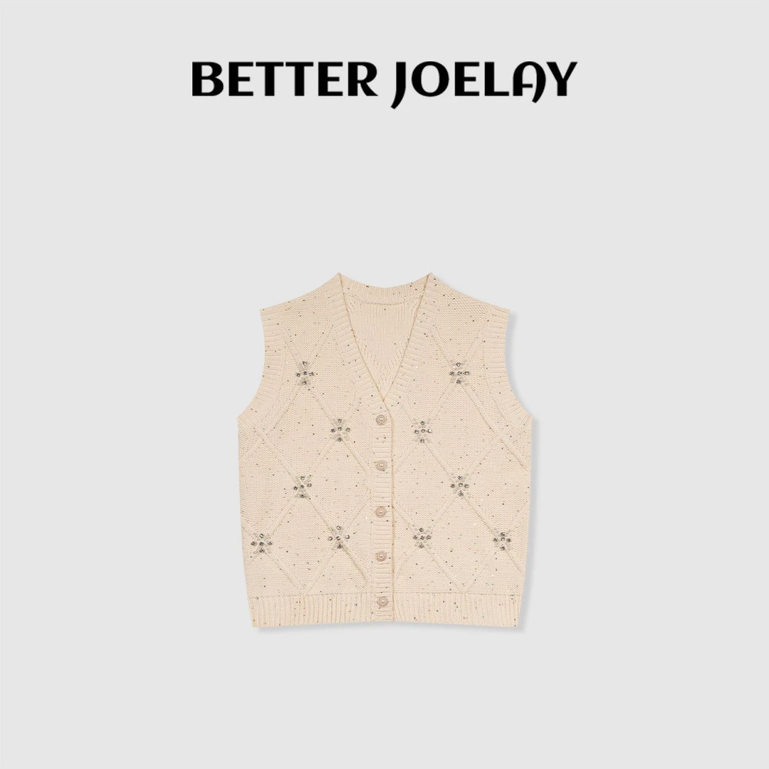 BETTER JOELAY-【淑女心结】针织开衫马甲气质百搭慵懒韩版WH3371