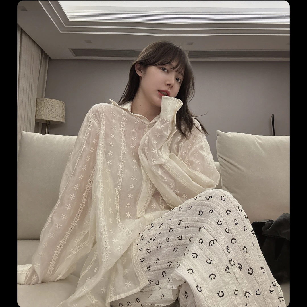 BETTER JOELAY -【轻薄蕾丝】衬衫宽松潮流时尚长袖休闲HW8081