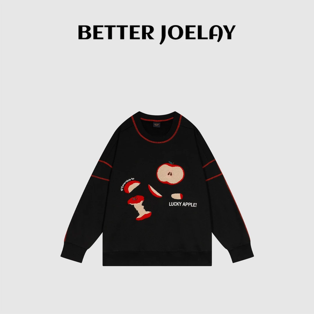 BETTER JOELAY -【苹果秘语】时尚圆领套头卫衣宽松休闲百搭KH1003