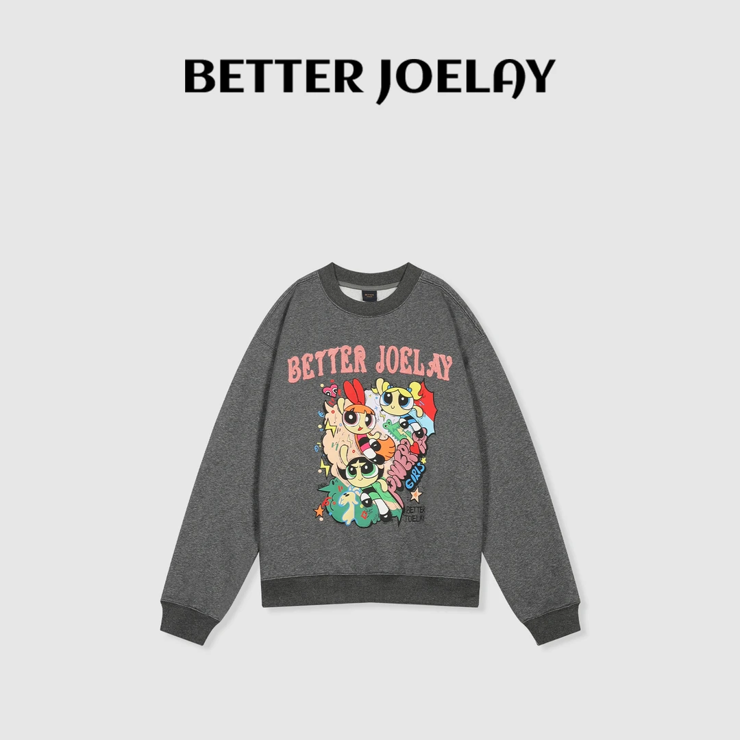 BETTERJOELAY -加绒【正义少女】时尚圆领套头卫衣宽松百搭KH1129