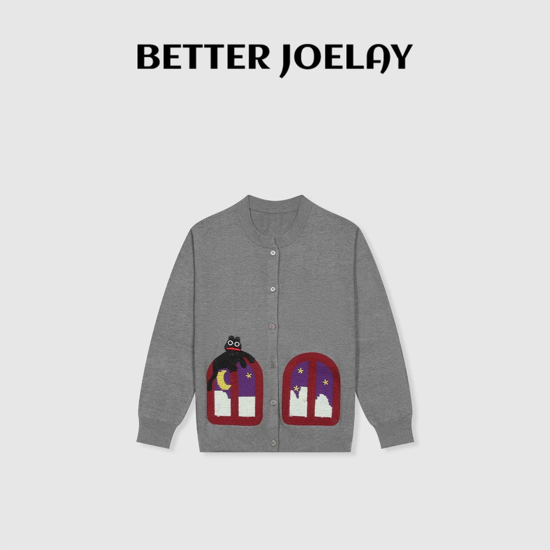 BETTER JOELAY-【抽象回廊】针织毛衣开衫复古休闲百搭洋气LL5251
