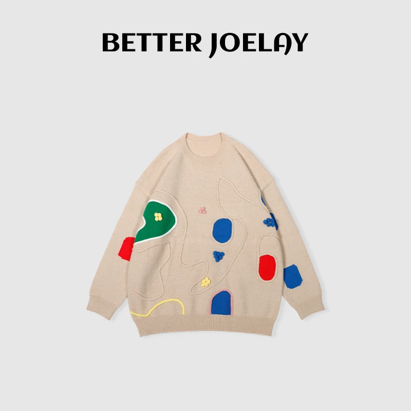 周明星-【花园迷宫】WH3237款长袖宽松针织毛衣气质百搭洋气套头