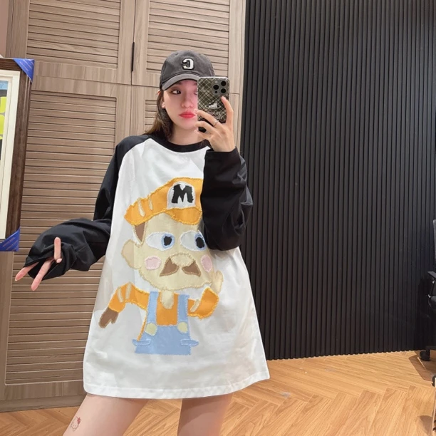 BETTERJOELAY-【魅力小老头】时尚套头宽松插肩长袖休闲潮流KH0929