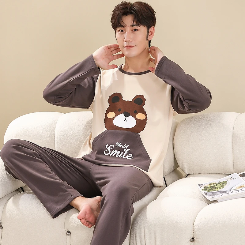 纯棉男睡衣春秋款长袖青少年学生大童卡通2025新款秋冬家居服套装