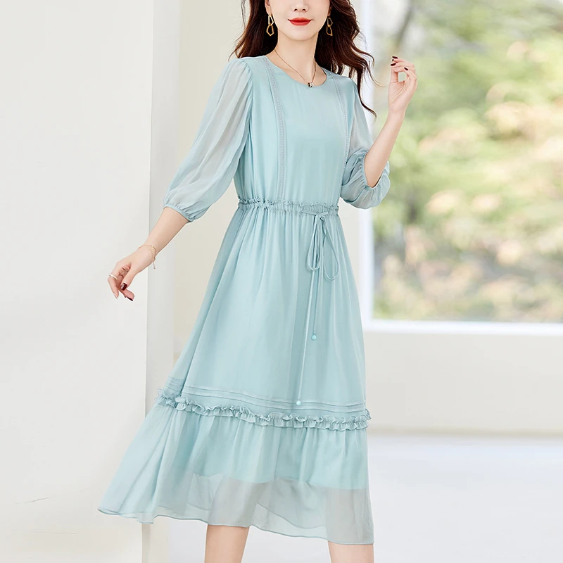 水墨佳人10姆米乔其纱桑蚕丝连衣裙82496096