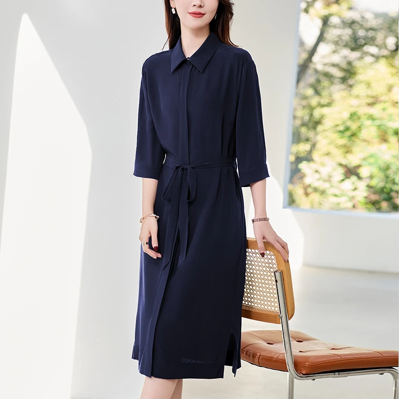 【七店专属】100%桑蚕丝真丝夏季女士时尚显瘦长款连衣裙82496892