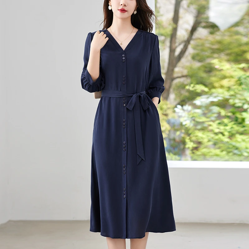 【耘姐甄选】水墨佳人夏季女士桑蚕丝真丝连衣裙82497380