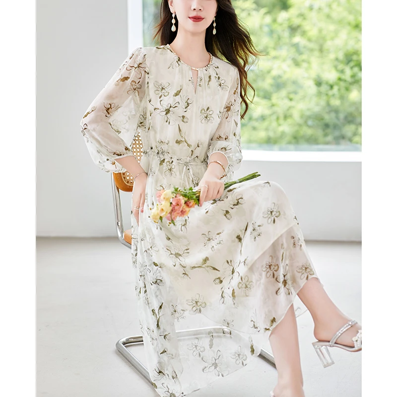 水墨佳人9姆米乔其纱印花连衣裙82497558