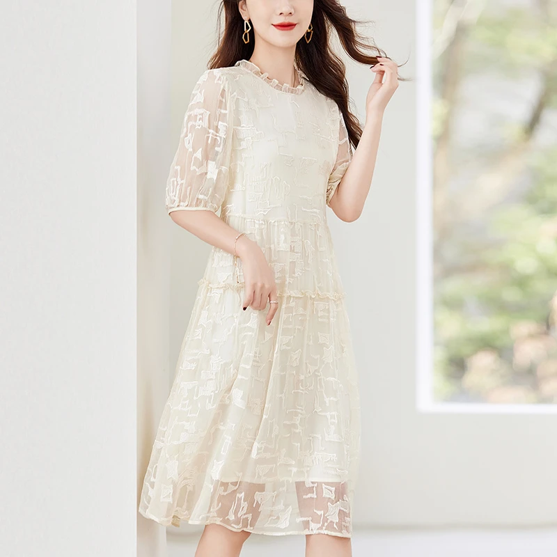 水墨佳人桑蚕丝真丝优雅显瘦女装连衣裙82496308