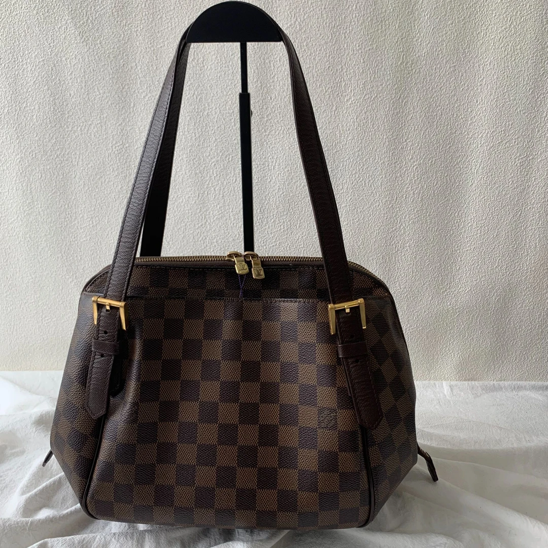 95新 LouisVuitton/路易威登 经典复古棕棋盘格保龄球包单肩包