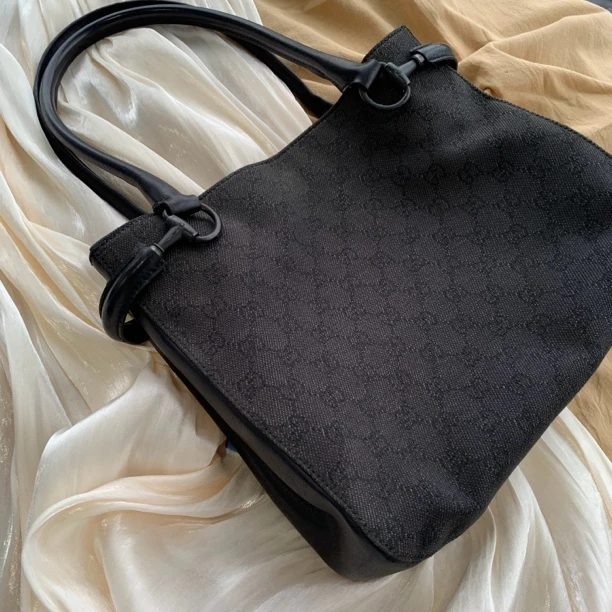 95新 GUCCI/古驰 时尚复古丹宁牛仔老花单肩托特包