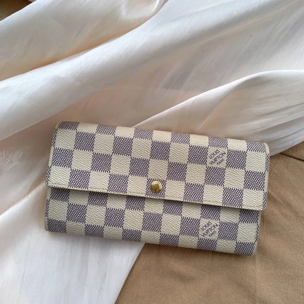 95新 LouisVuitton/路易威登 白棋盘格豆豆钱包