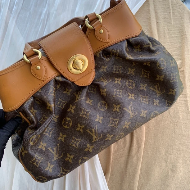 95新 LouisVuitton/路易威登 老花拼皮手提元宝金豆