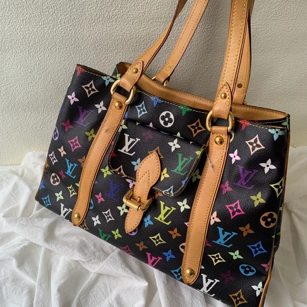 95新 LouisVuitton/路易威登 时尚经典百搭黑三彩单肩手提托特包