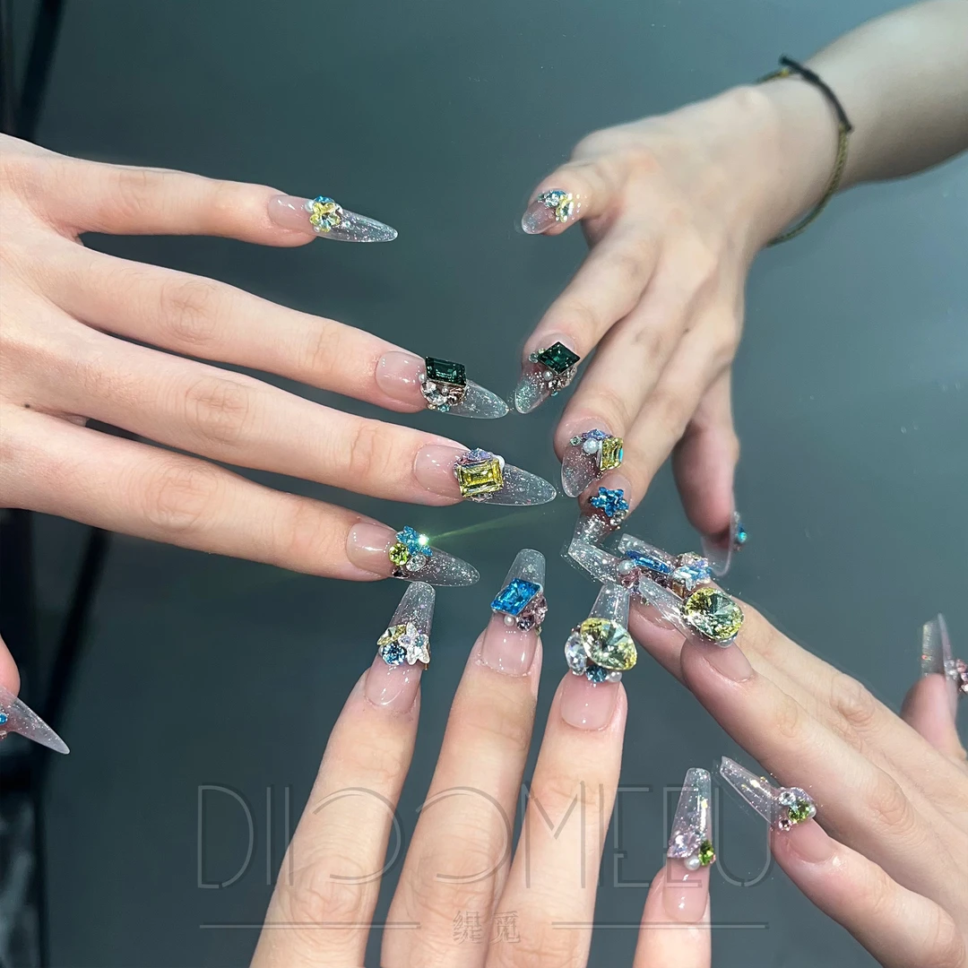 【夏日缤纷】缇觅轻奢高级多色彩钻全华子钻纯手工可拆卸式穿戴甲
